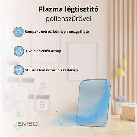 Plazma légtisztító pollenszűrővel