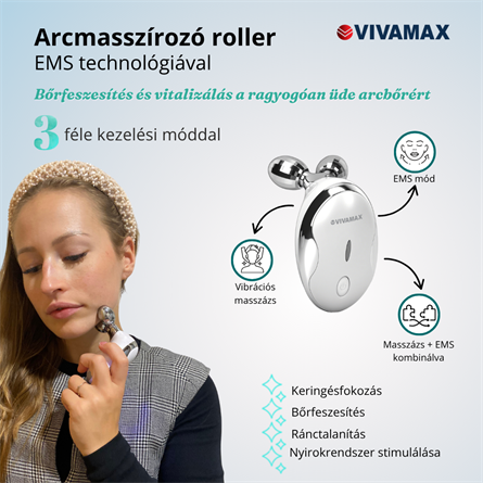 Arcmasszírozó roller EMS technológiával