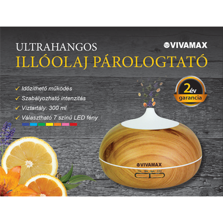 Ultrahangos illóolaj párologtató időzítővel és fényterápiával