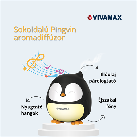Ultrahangos illóolaj párologtató fehér zaj funkcióval Pingvin