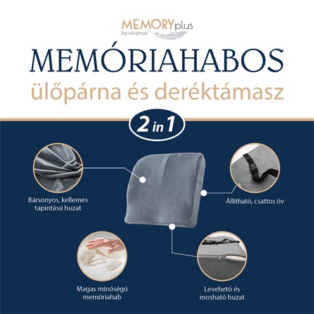 Memóriahabos ülőpárna és deréktámasz (2in1)