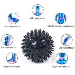 Tüskés masszírozó labda 7,5 cm (fekete)