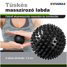 Tüskés masszírozó labda 7,5 cm (fekete)