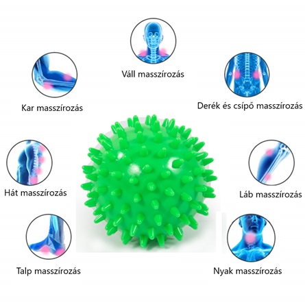 Tüskés masszírozó labda 9 cm (zöld)