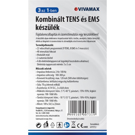 Kombinált TENS és EMS készülék