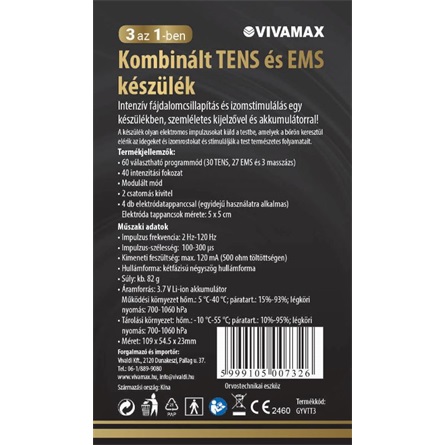 Kombinált TENS és EMS készülék